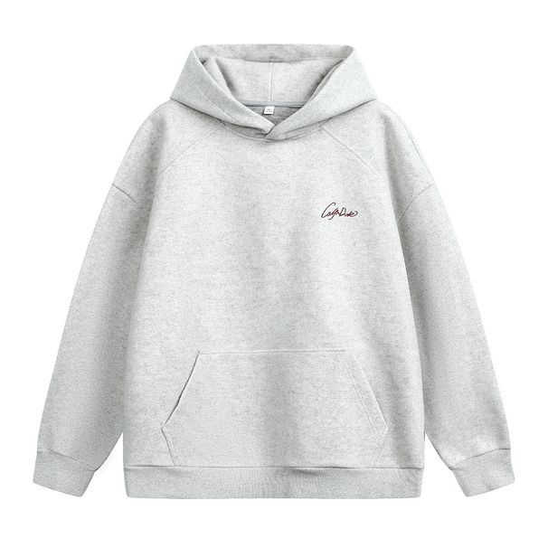Nordmann Heavyweight Textured Woolen Hooded Sweatshirt Autumn Style Split Structure Color-Block Embroidery Trendy Loose Hoodie_viptrois.com