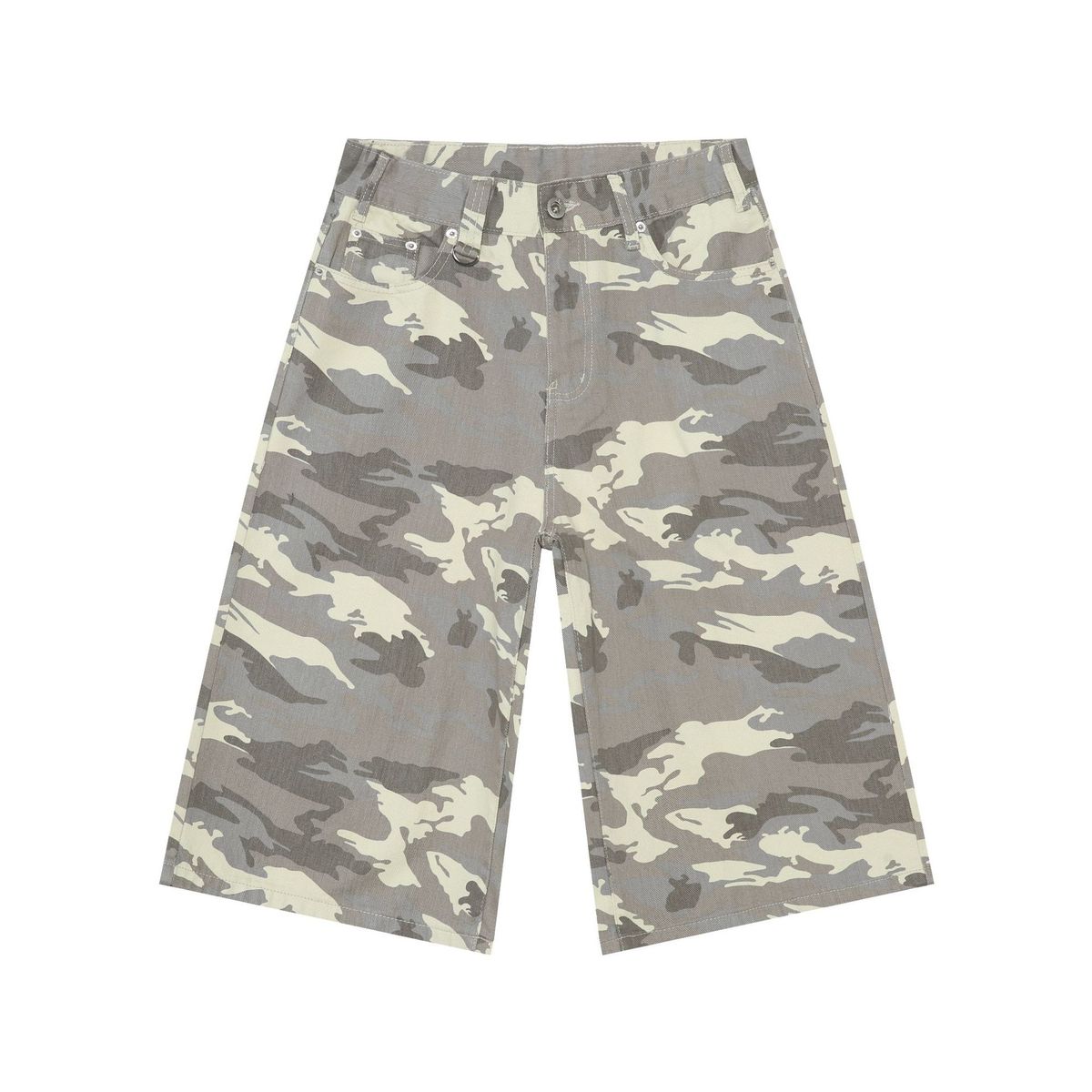 Men's Clothing 7 Point Washed Wide Leg Jeans For Men New American Trendy Street Style Straight Shorts_viptrois.com