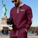 Men's Thickened Fleece Lined Half Zipper Sweatshirt Autumn Winter American Style Loose Stand Collar Color Block Casual With Pocket_viptrois.com