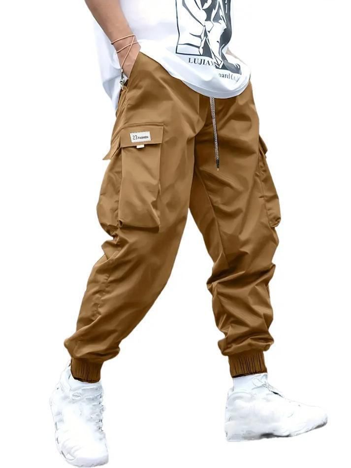 Men's Clothing Fashion Workwear Casual Pants Summer Multi Pocket Youth Loose Cuff Long Pants_viptrois.com