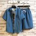 Men's Clothing Fashion Short Sleeved Shirt Suit Casual Solid Color Shirt Shorts Sports Two Piece Suit_viptrois.com