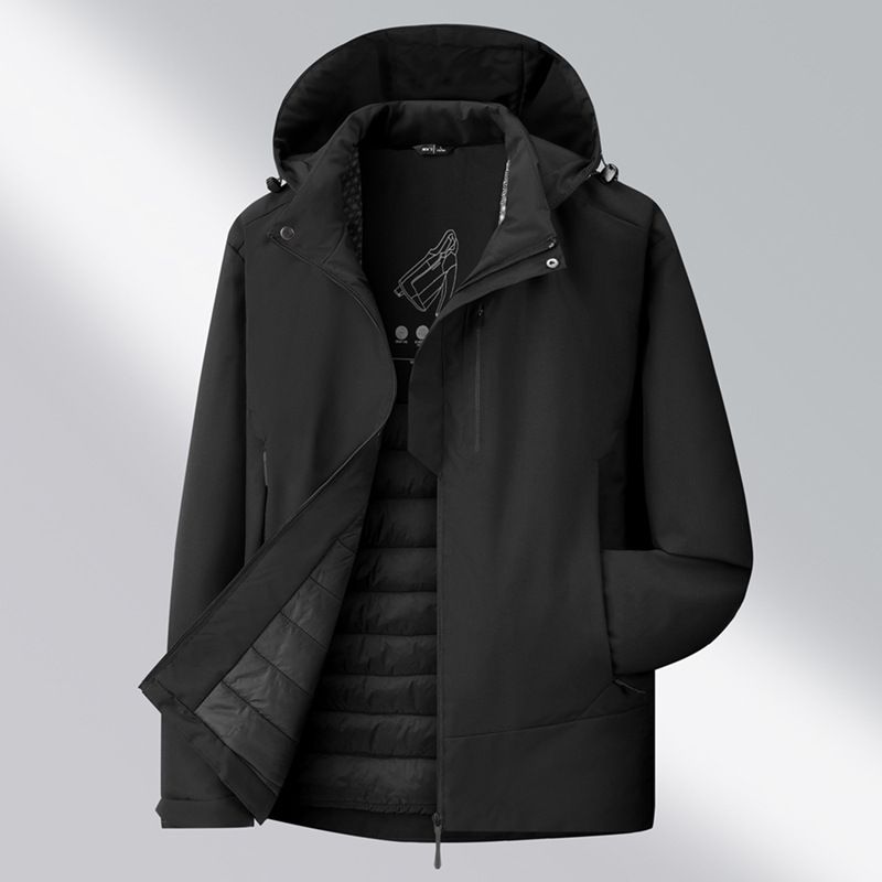 Men's Winter Velvet Thickened Warm Cold In The Elderly Removable Hat Cotton Coat_viptrois.com