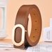 New Simple Versatile Oval Men Fashion Alloy Buckle Women's Belt Ins Style For Dresses And Jeans_viptrois.com