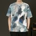 Trendy New Short-sleeved Summer Men's High-end T-shirt Half-sleeved Round Neck Versatile Loose Tie-dye Top T-shirt_viptrois.com