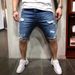 Men's Clothing New Denim Shorts With Holes Slim Fit Men's Mid Pants Men's Mid Pants_viptrois.com