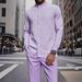Men's Long Sleeved Shirt Set Y2 Ethnic Style Stand Collar Fashionable Striped Print New Autumn Collection_viptrois.com