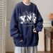 Autumn New Hoodie Retro Round Neck Pullover Top Loose Casual Jacket_viptrois.com