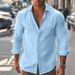 Men's Clothing Fashion New Men's Casual Solid Color Cotton And Linen Shirts With High Elasticity And Comfort Suitable_viptrois.com