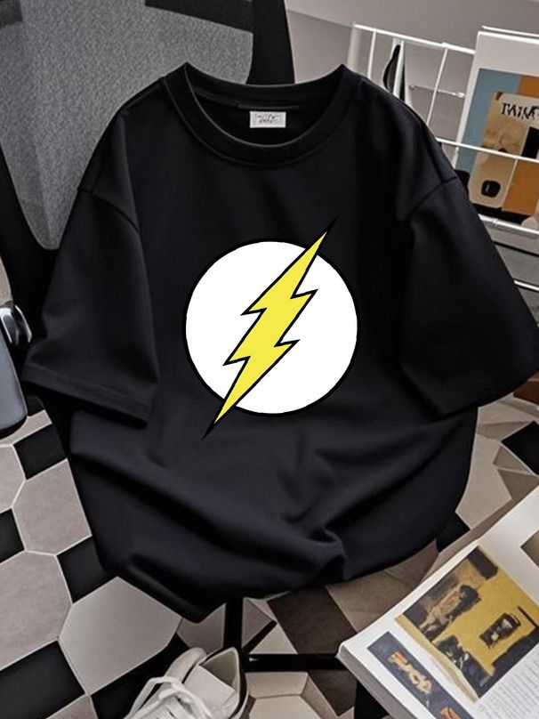 Flash New Adult T Shirt Bright Distressed Classic Comic Logo Casual Unisex Versatile Top For Everyday Wear Breathable Stylish Homme_viptrois.com