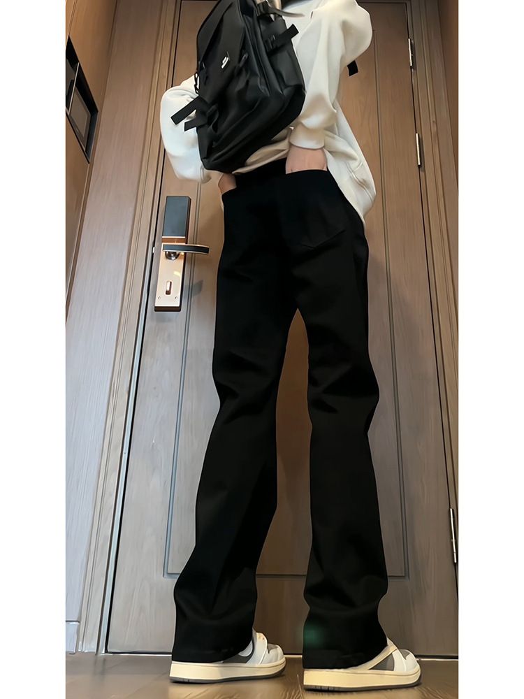 New Spring And Autumn Fashion Pants For Men, American Vibe Casual High Street Slim Straight Long Pants, Slightly Flared_viptrois.com