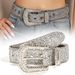 Skull Rivets Rhinestone Bb Belt Trendy Monochrome Sparkling Pu Leather Belt Cowboy Cowgirl Jeans Pants Belt For Women Girl_viptrois.com