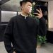 Winter Thick Warm Knit Sweater High Neck Two Piece Design Spliced Trim New Year Holiday Men's Women's Clothing_viptrois.com