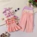 Mother&Kids Summer baby and girl lace lace strap shoulder top solid color straight leg pants hipster two-piece set_viptrois.com
