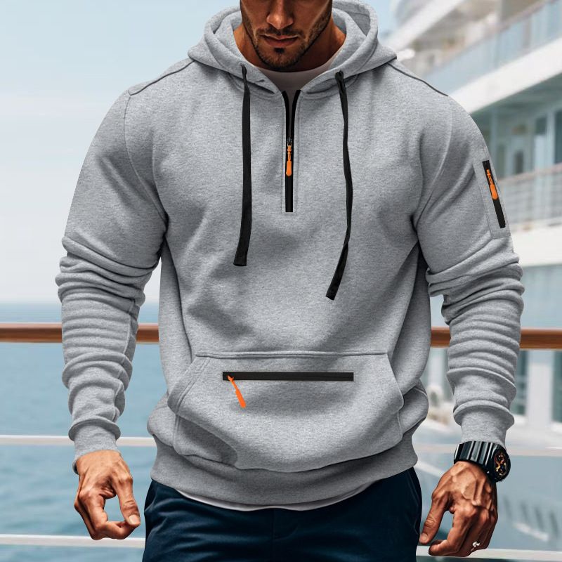 New Winter Loose Heavy Velvet American Casual Men's Sportswear Hooded Sweatshirt Men_viptrois.com