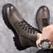 European Warm Series Martin Autumn Winter Warm British Style Men's Plush Lined Leather Shoes High Top Work Boots_viptrois.com
