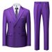 Hot Selling Men's New Double Breasted Suit Set In Spring And Autumn, Fashionable And Casual Solid Color Suit Two-piece Set_viptrois.com