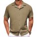 Men's Clothin Summer New Men's Clothing American Casual Short Sleeved Shirt Cuban Collar Button Casual Jacquard Shirt A0302_viptrois.com