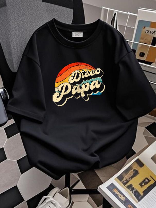 Disco 70's Costume Mens Women Retro Daddy Black Cotton T Shirt Unisex Stretched Stylish Summer Graphic Top For Everyday Wear Breathable Slightly_viptrois.com