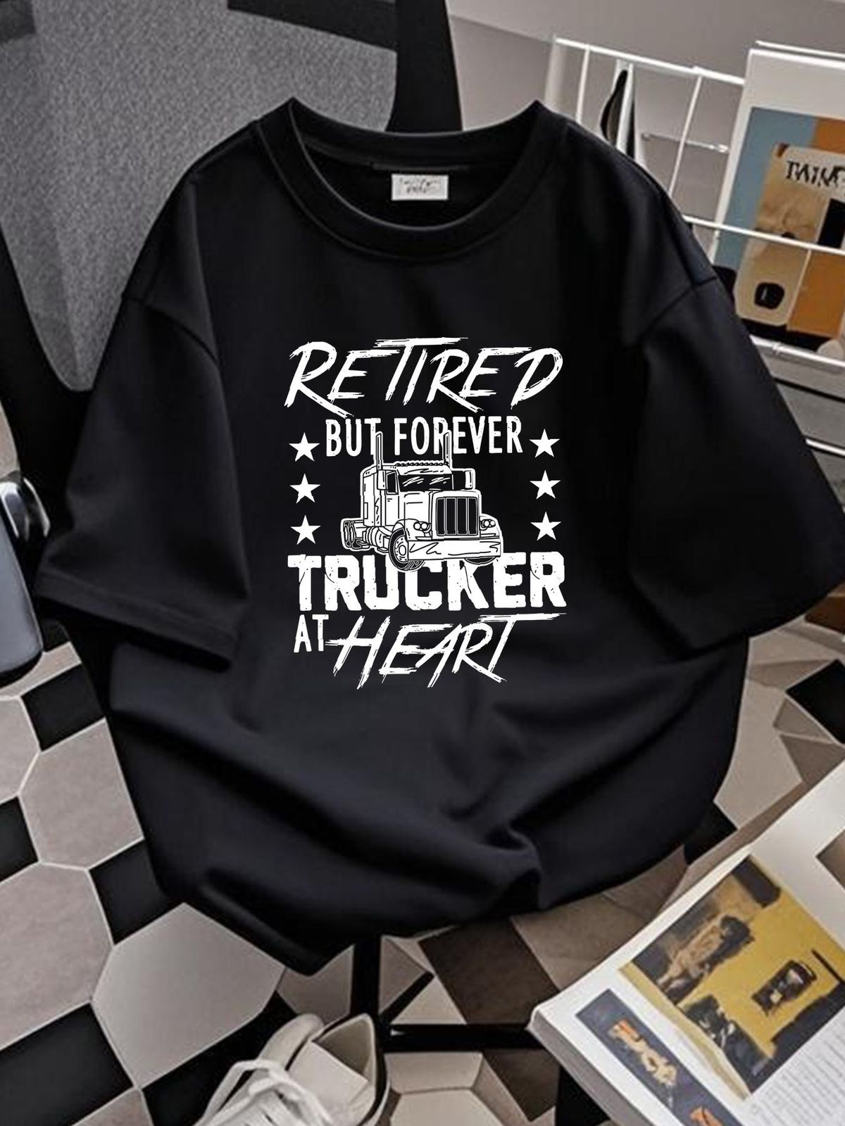 Truck Driver T Shirt Retired Towing Trucker Unisex Stylish Top For Everyday Wear Stretched Soft Summer Streetwear Homme Breathable Versatile_viptrois.com