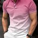 Unbeatable Quality 2025 Spring/Summer New Men's Stand Up Collar Gradient Casual Short Sleeve Golf Henley Shirt_viptrois.com