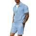 Men's Solid Jacquard Zip-Up Jacket & Shorts Set – Spring Casual Outfit With Breathable Mesh Lining_viptrois.com