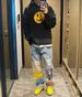 Smiley Bear Hayley Sticker Trend Loose Hip Hop Trousers Jeans Ins Loose Straight Men_viptrois.com