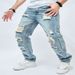 New Casual Jeans Men's American Trend Loose Fitting High Street Wide Leg Pants Selfie_viptrois.com