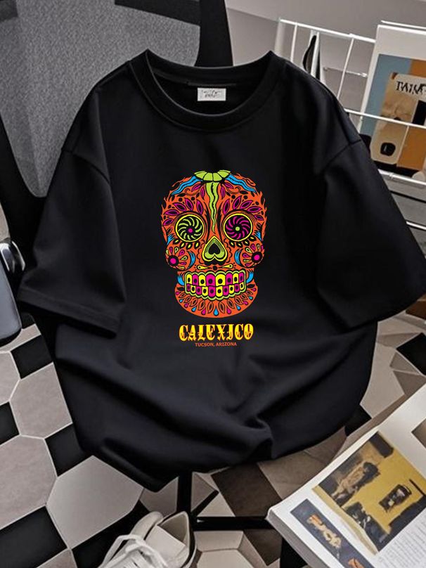 Calexico Dia De Los Muertos Graphic Cotton Unisex T-shirt Tee Unisex Top For Everyday Wear Summer Soft Streetwear Fashion Homme Stretched_viptrois.com