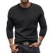 Men's Clothing Autumn And Winter Slim Men's Casual Bottoming Shirt Waffle Round Neck Long Sleeve T Shirt_viptrois.com