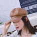 8-Pointed PU Leather British Style Duckbill Cap Women Autumn Winter New Korean Fashion Beret_viptrois.com