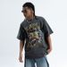 American Style Washed Vintage Summer Fun Abstract Print Loose Cotton Short Sleeve T-Shirt For Men And Women_viptrois.com