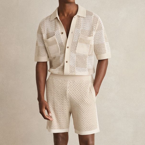 Men's Clothing Spring And Summer New Style Lapel Knitted Tops Color Matching Design_viptrois.com
