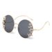 New frameless cut edges with diamond inlaid fashionable circular rhinestone sunglas, wave design, and mirror leg_viptrois.com