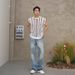 Men's Clothing Cross Border Men's Clothing European And American Summer New Men's Knitted Vest Striped Hollow Knitted T Shirt Thin Waistcoat_viptrois.com
