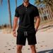 Men's Clothing Men's New Solid Color Lapel Short Sleeved T Shirt Shorts Casual Suit_viptrois.com