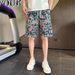 Men's Plus Size Trendy Graffiti Beach Shorts Casual Loose Five Point Pants New Style Painted Suitable For Wearing Outside_viptrois.com