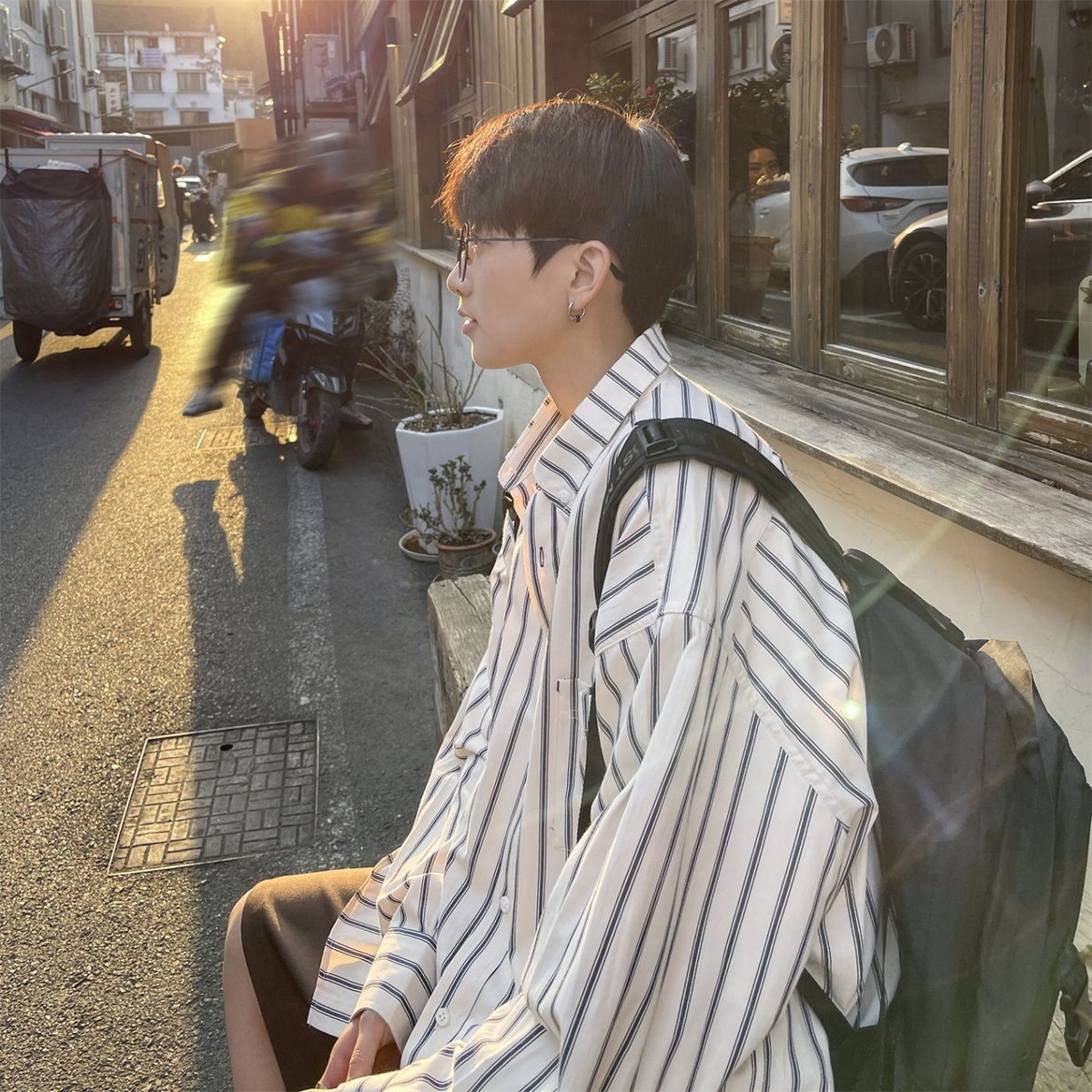 Striped Shirt Men's Trendy Brand Long Sleeved Shirt, Cool And Trendy Loose Casual Jacket_viptrois.com