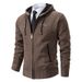 Men's Clothing Men's Fleece-Lined Hooded Sweater - Winter Knit Jacket (Black/Charcoal/Navy/Brown/Light Grey, M-3XL)_viptrois.com