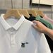 Men's Clothing Men's Embroidered Abstract Bear Collar Short Sleeve T-Shirt Summer Casual Versatile Top For Formal & Casual For Women_viptrois.com