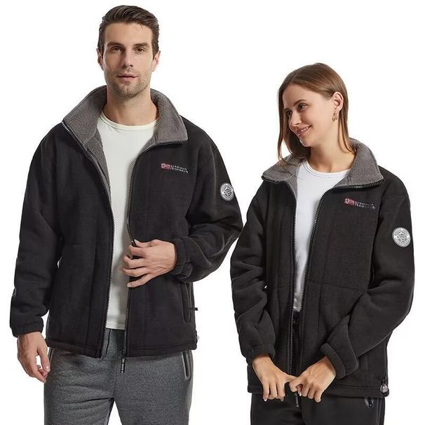 European Size Embroidered Stand-up Collar Jacket Men's Fleece Thickened Thermal Jacket Fleece Fleece Fleece Cold Jacket Men_viptrois.com