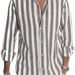 Men's Clothing Long Sleeved Lapel Striped Shirt Loose Shirt_viptrois.com