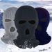 Sports Face Masks Three Hole Double Hole Hood Winter Warm Balaclava Knitted Motorcycle Mask Riding Hood_viptrois.com