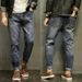 Men's Distressed Nine-Tenths Jeans - Stretch Denim Pants With Ripped Details, Slim Straight Fit, Comfortable & Trendy For Casual Wear_viptrois.com