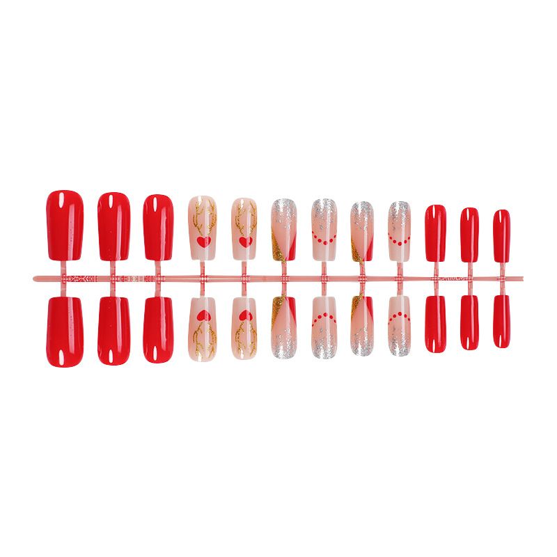 New Christmas Wearable Nails Glitter Antlers False Nails Wearable Nail Art Patches Nail Art Nails_viptrois.com