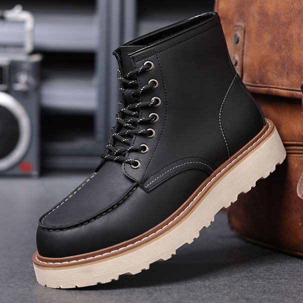 European Warm Series 2025 New Winter Genuine Leather High Top Men's Work Motorcycle British Style Martin Boots_viptrois.com