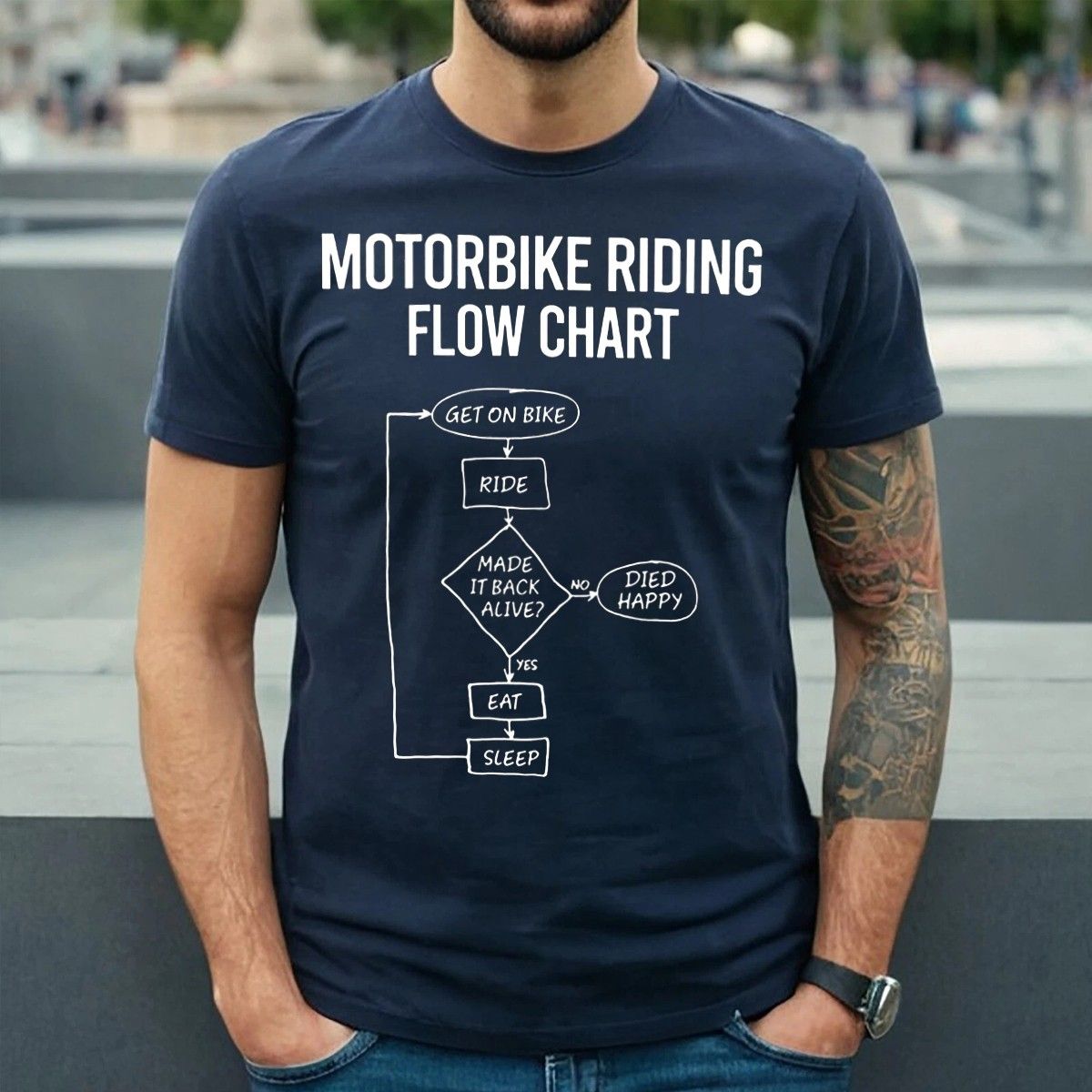 Motorbike Riding Flow Chart | Downhill Bike Lover | JOKE | MEN'S 100% Cotton T-shirt Mens Tees Top Tee Top_viptrois.com