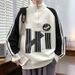 Pure Cross-Border Foreign Trade Dropshipping Men's Hong Kong Style Half-Zip Stand Collar Jacquard Sweater Knitwear 2025_viptrois.com