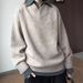 Collar Knit Sweater For Men And Women, Fashionable And Slimming, Casual Design, Long Sleeved_viptrois.com