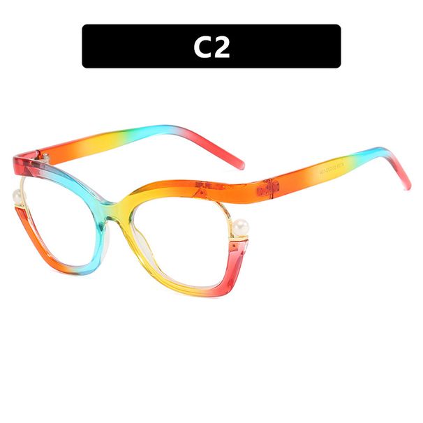 Women's Eyeglasses Pearl Irregular Glasses Frame New Anti Blue Light Ladies Flat Glasses Ins Glasses Frame Concave Shape_viptrois.com