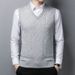 Autumn And Winter New Men's Wool Sweater Knitted Vest Vest Casual Middle Aged Solid Color V Neck Versatile Vest_viptrois.com